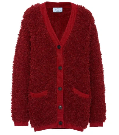 Prada Alpaca And Wool-blend Cardigan In Red
