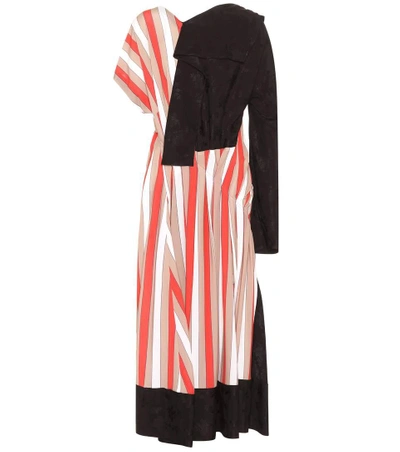 Loewe Paneled Striped Crepe And Jacquard Midi Dress In Lrowe