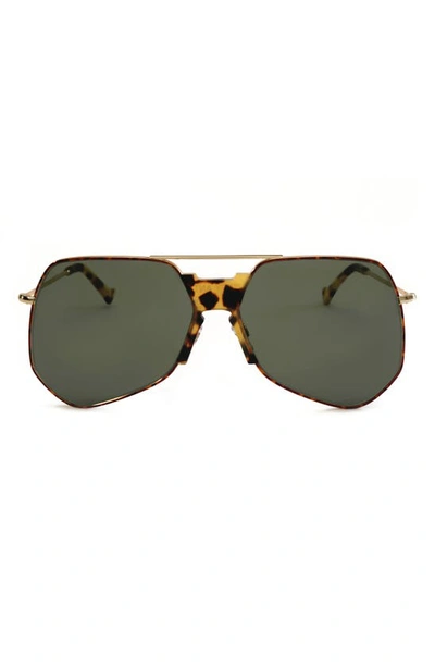 Grey Ant Goste 58mm Aviator Sunglasses In Gold/ Green