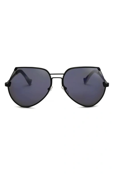 Grey Ant Embassy 60mm Aviator Sunglasses In Black/ Blue