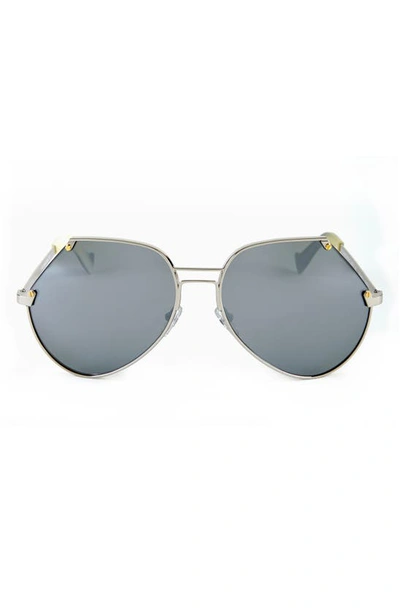 Grey Ant Embassy 60mm Aviator Sunglasses In Silver/ Silver