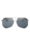 Grey Ant Megalast Ii 56mm Aviator Sunglasses In Silver/ Silver