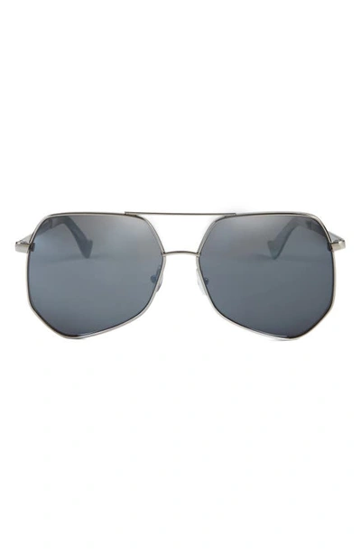 Grey Ant Megalast Ii 56mm Aviator Sunglasses In Silver/ Silver