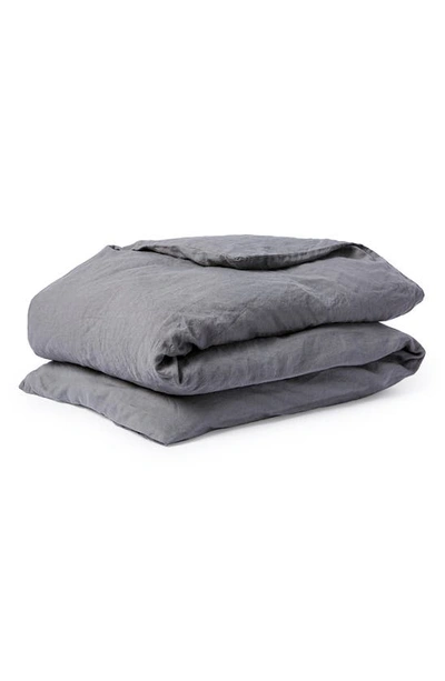 Coyuchi Relaxed Organic Linen Duvet Cover In Slate