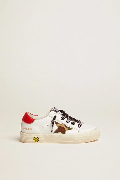 Golden Goose Kids' Camouflage Sneakers In Bianco-camouflage
