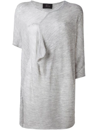 Lost & Found Draped Knit Top In Grey