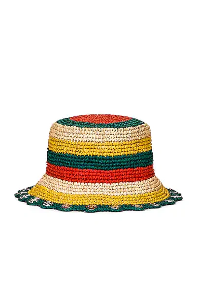 Paco Rabanne Embellished Striped Raffia Bucket Hat In Multi