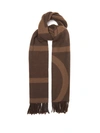 Totême Fringed Monogram-jacquard Scarf In Dark Brown Monogram