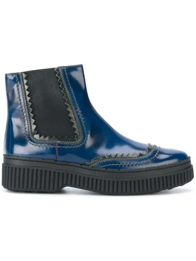 Tod's Flatform Chelsea Boots In Blue