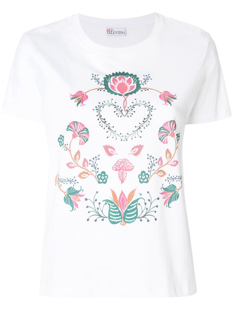 Red Valentino Floral Print T-shirt | ModeSens