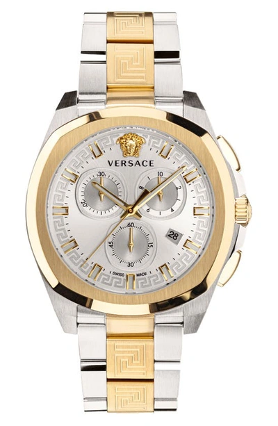 Versace Geo Chronograph Bracelet Watch, 41mm In Silver