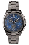 Versace Geo Chronograph Bracelet Watch, 41mm In Blue