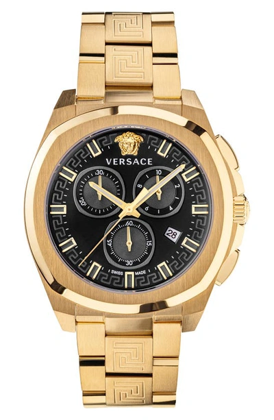 Versace Geo Chronograph Bracelet Watch, 41mm In Black