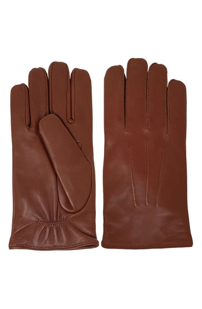 Nicoletta Rosi Cashmere Lined Lambskin Leather Gloves In Brown
