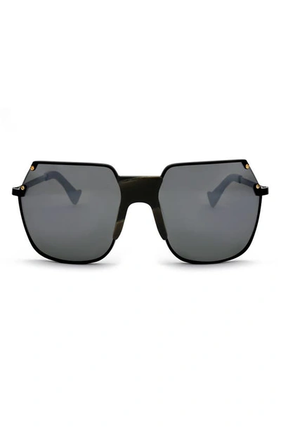 Grey Ant Rolst 61mm Oversize Square Sunglasses In Black/ Silver