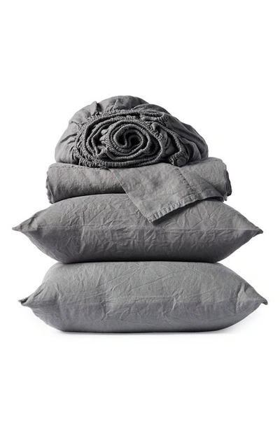 Coyuchi Relaxed Organic Linen Sheet Set In Slate