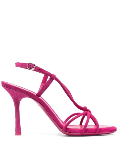 Victoria Beckham Gaia Strappy Suede Slingback Sandals In Bright Pink