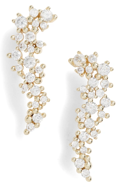 Kendra Scott Petunia Crystal Crawler Earrings In Gold