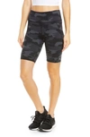 Sweaty Betty Power High Waist Pocket Bike Shorts In Black Tonal Camo Print