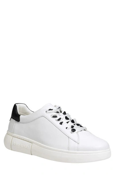 Kate Spade Lift Platform Sneaker In Optic White/ Black Leather