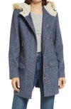 Sam Edelman Hooded Duffle Coat In Navy