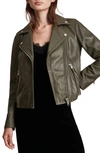 Allsaints Dalby Lambskin Leather Biker Jacket In Emerald Green