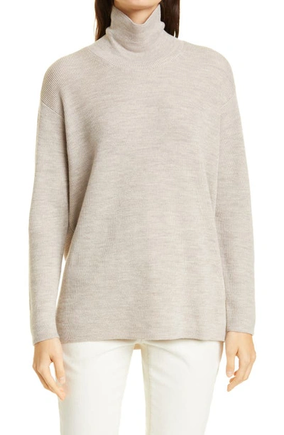 Eileen Fisher Merino Wool Turtleneck Sweater In Sand