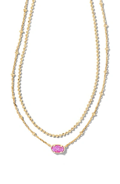 Kendra Scott Emilie Multistrand Pendant Necklace In Gold Plum Kyocera Opal