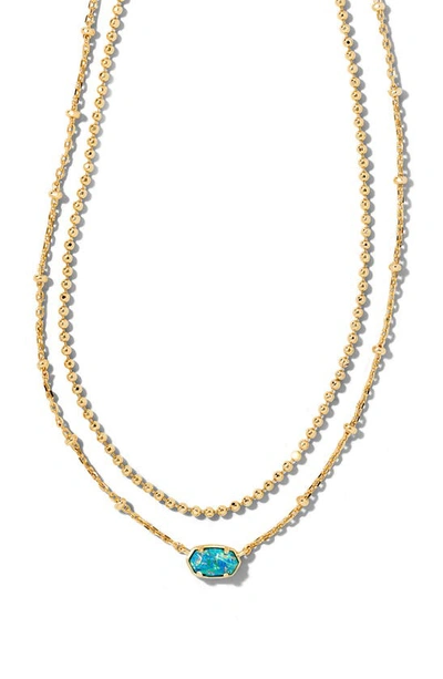 Kendra Scott Gold-tone Emilie Two-row Strand Necklace, 15-1/2" + 3" Extender In Gold Marine Kyocera Opal