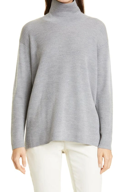 Eileen Fisher Merino Wool Turtleneck Sweater In Moon