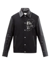 Alexander Mcqueen Skeleton-embroidered Wool-felt And Leather Jacket In Black Ivory