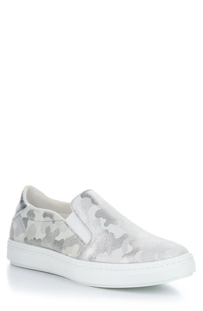 Bos. & Co. Chuska Slip-on Sneaker In White/ Silver Camo/ Suede