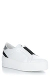 Bos. & Co. Mona Platform Slip-on Sneaker In White/ Black/ Silver Patent