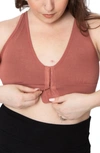 Anaono Rora Post-surgery Front Close Pocketed Bralette In Dusty Rose