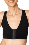 Anaono Rora Post-surgery Front Close Pocketed Bralette In Black