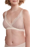 Anaono Susan Post-surgery Pocketed Plunge Lace Bra In Ivory