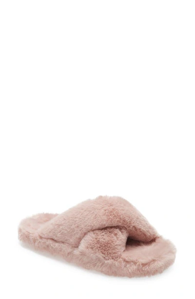 Ted Baker Lopply Faux Fur Slipper In Dusky-pink Woven Unwashed