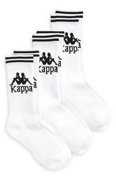 Kappa Authentic Aster 3-pack Crew Socks In White-black