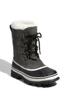 Sorel Womens Black/comb Caribou Fleece-trim Leather Snow Boots Eur 35 / 2 Uk
