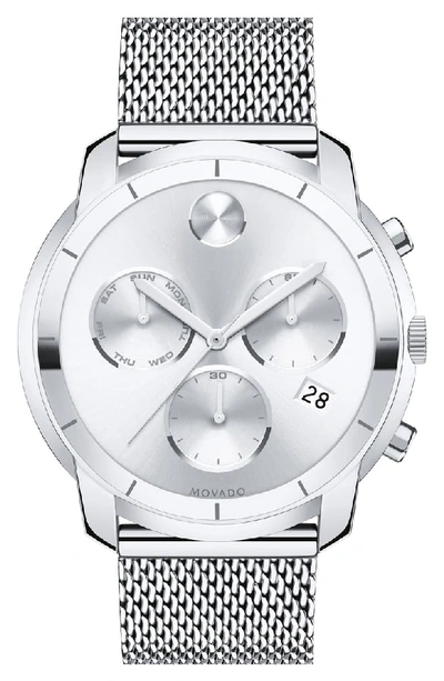 Movado Bold Chronograph Stainless Steel Bracelet Watch In Silver