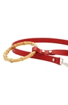 Shaya Sasha Leather & Bamboo Dog Leash In Red