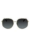 Ferragamo 61mm Gancini Oversize Sunglasses In Gold/ Black