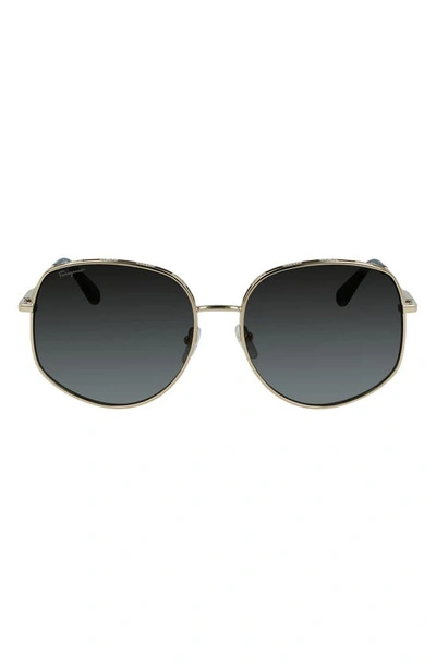 Ferragamo 61mm Gancini Oversize Sunglasses In Gold/ Black