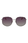 Ferragamo 61mm Gancini Oversize Sunglasses In Gold/ Ivory