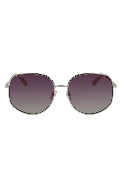 Ferragamo 61mm Gancini Oversize Sunglasses In Gold/ Ivory