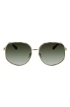 Ferragamo 61mm Gancini Oversize Sunglasses In Gold/ Tortoise