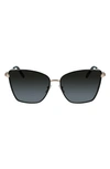 Ferragamo Vara 59mm Rectangular Sunglasses In Rose Gold/black