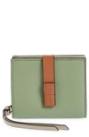 Loewe Anagram Tab Leather Wallet In 6465 Rosemary/ Tan