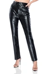 Afrm Heston Faux Leather Straight Leg Pants In Black Croc