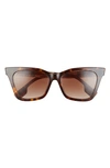 Burberry 53mm Irregular Square Sunglasses In Dark Havana/ Brown Gradient